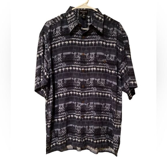 Riscatto Silk Short Sleeve Men’s Button Up Shirt Size Large - Picture 1 of 6